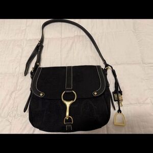 Ralph Lauren Black Crossbody Bag with Gold Accents